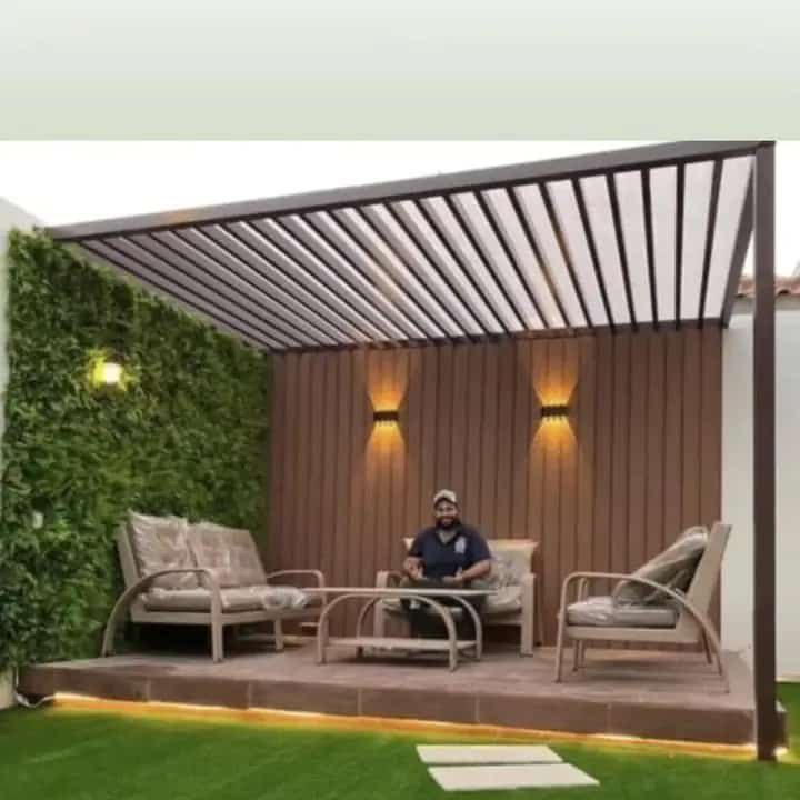 برجولات مع أثاث خيزران